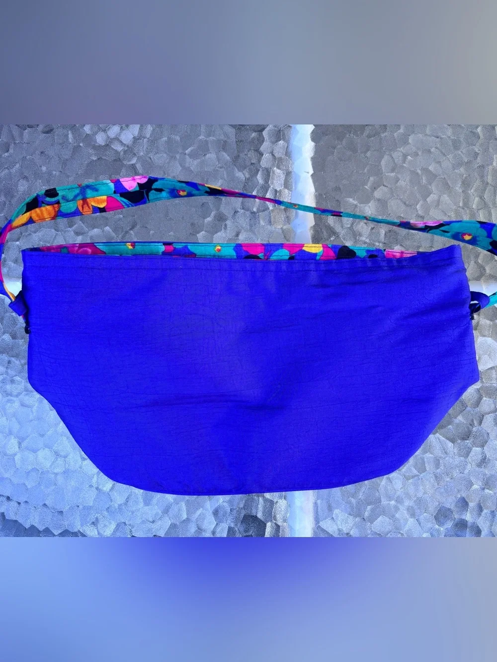 Bechamel Vintage, Vibrant Royal Blue Floral Strap Crossbody Bag